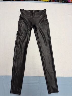 SPANX Black Faux Leather Jeggings - High Waist Stretch